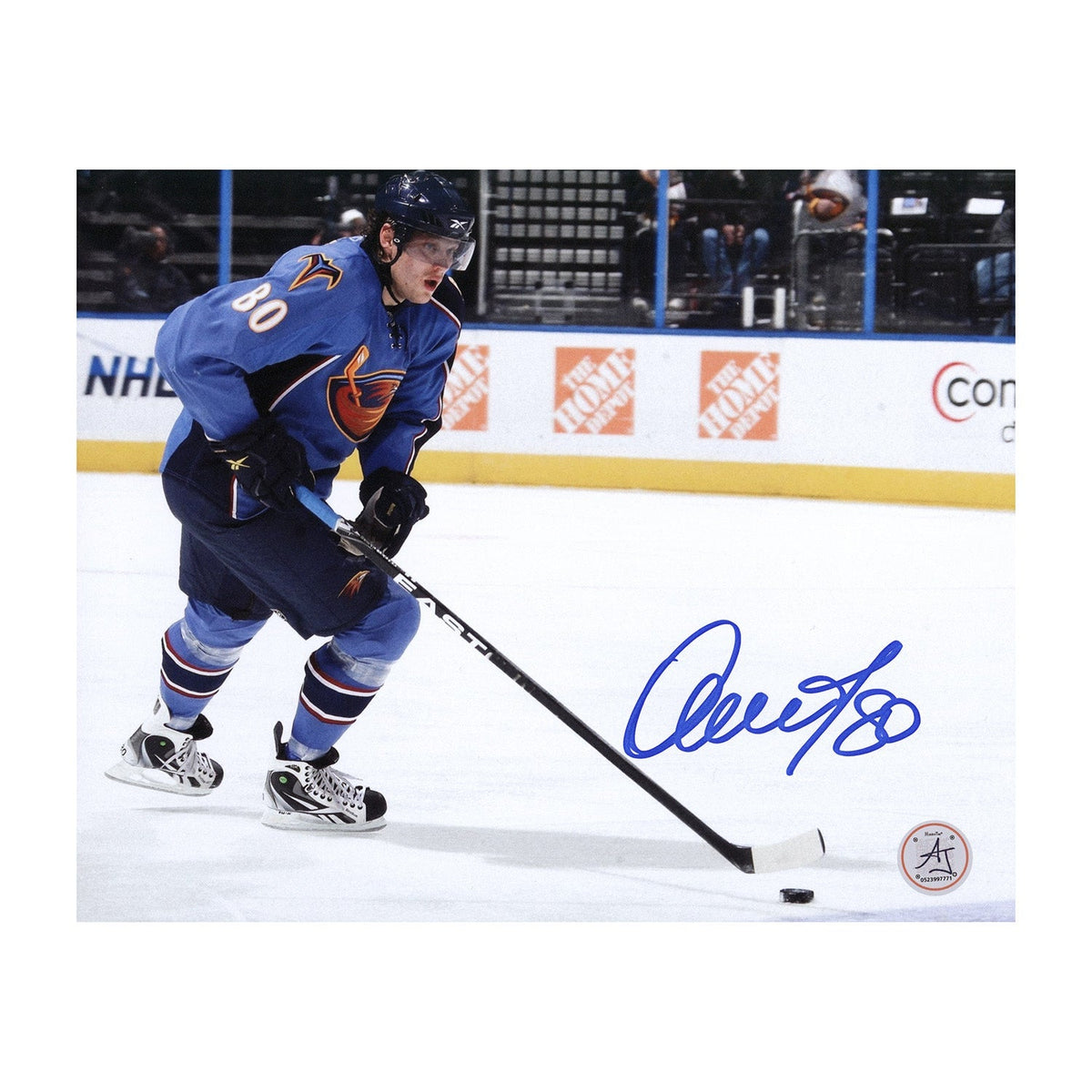 Nik Antropov Autographed Atlanta Thrashers Puck Rush 8x10 Photo