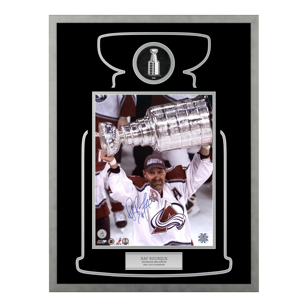 Ray Bourque Signed Colorado Avalanche Cup Champion 23x27 Frame
