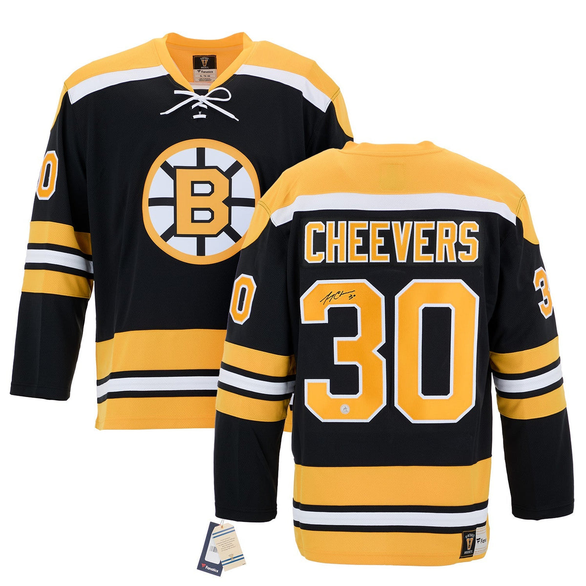 Gerry Cheevers Autographed Boston Bruins Fanatics Throwback Jersey