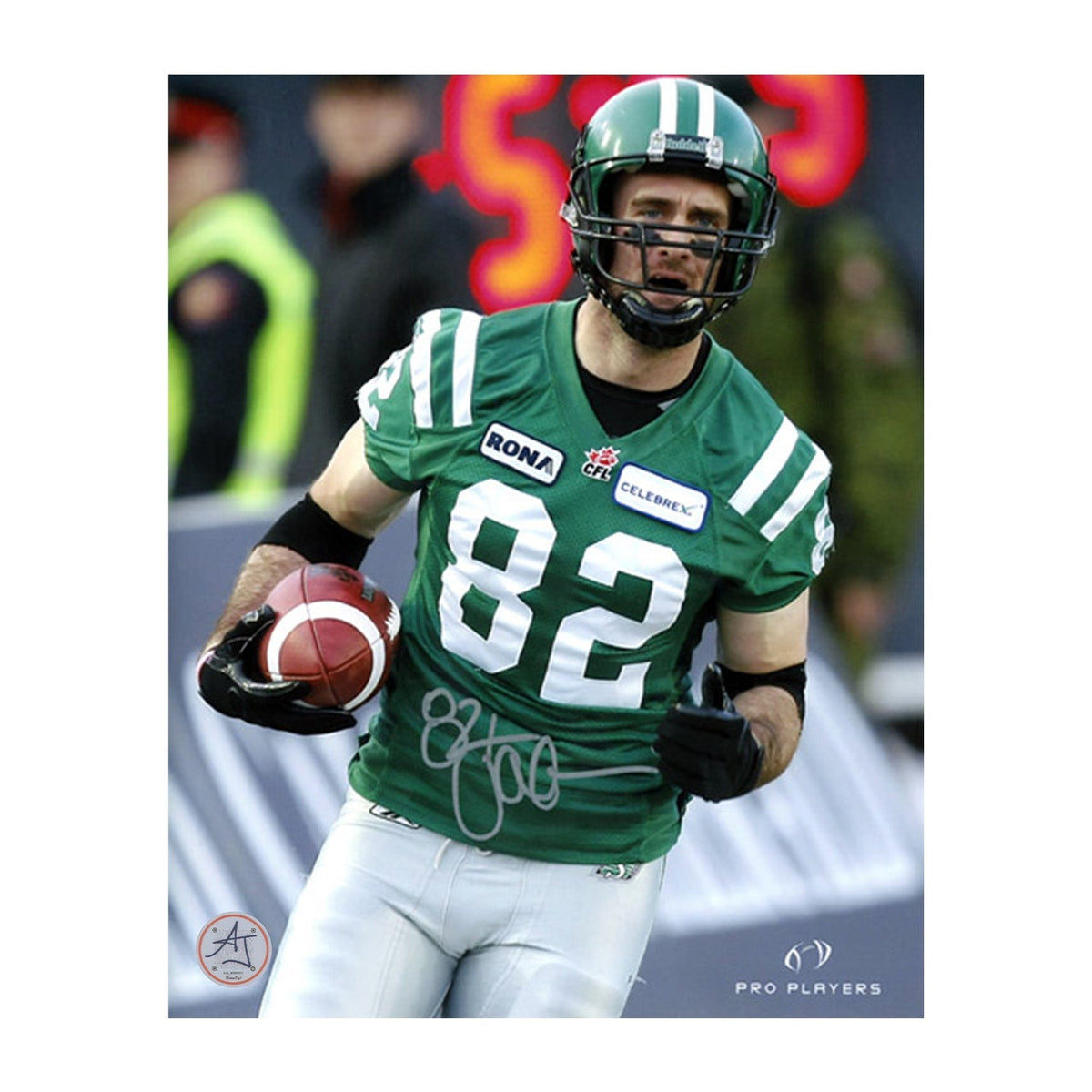 Jason Clermont Autographed Saskatchewan Roughriders Football 8x10 Photo