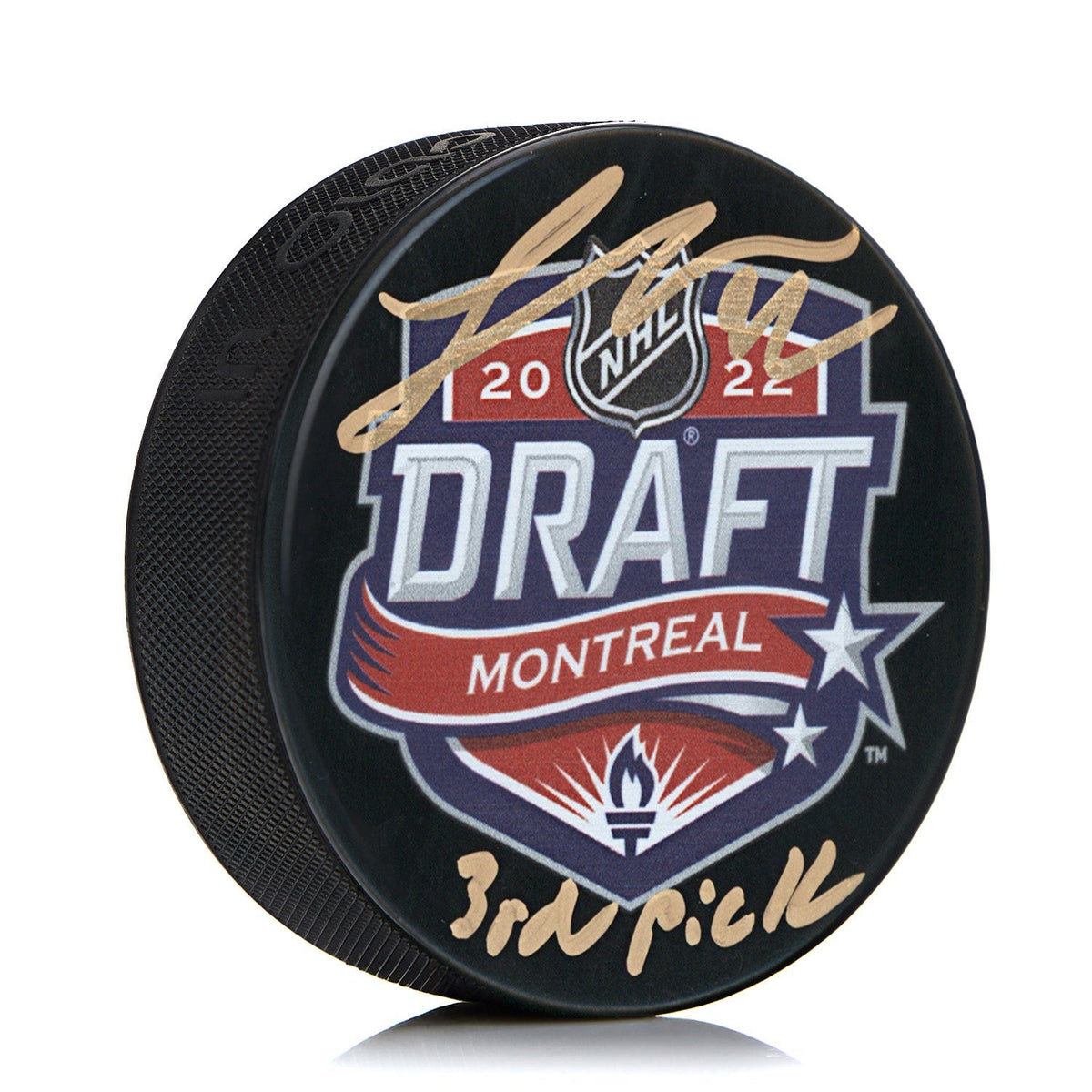 Logan Cooley Signed 2022 NHL Entry Draft Puck with 3rd Pick Note