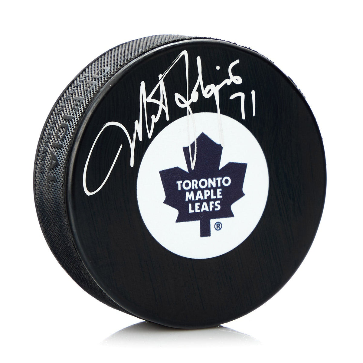 Mike Foligno Signed Toronto Maple Leafs Retro Logo Puck