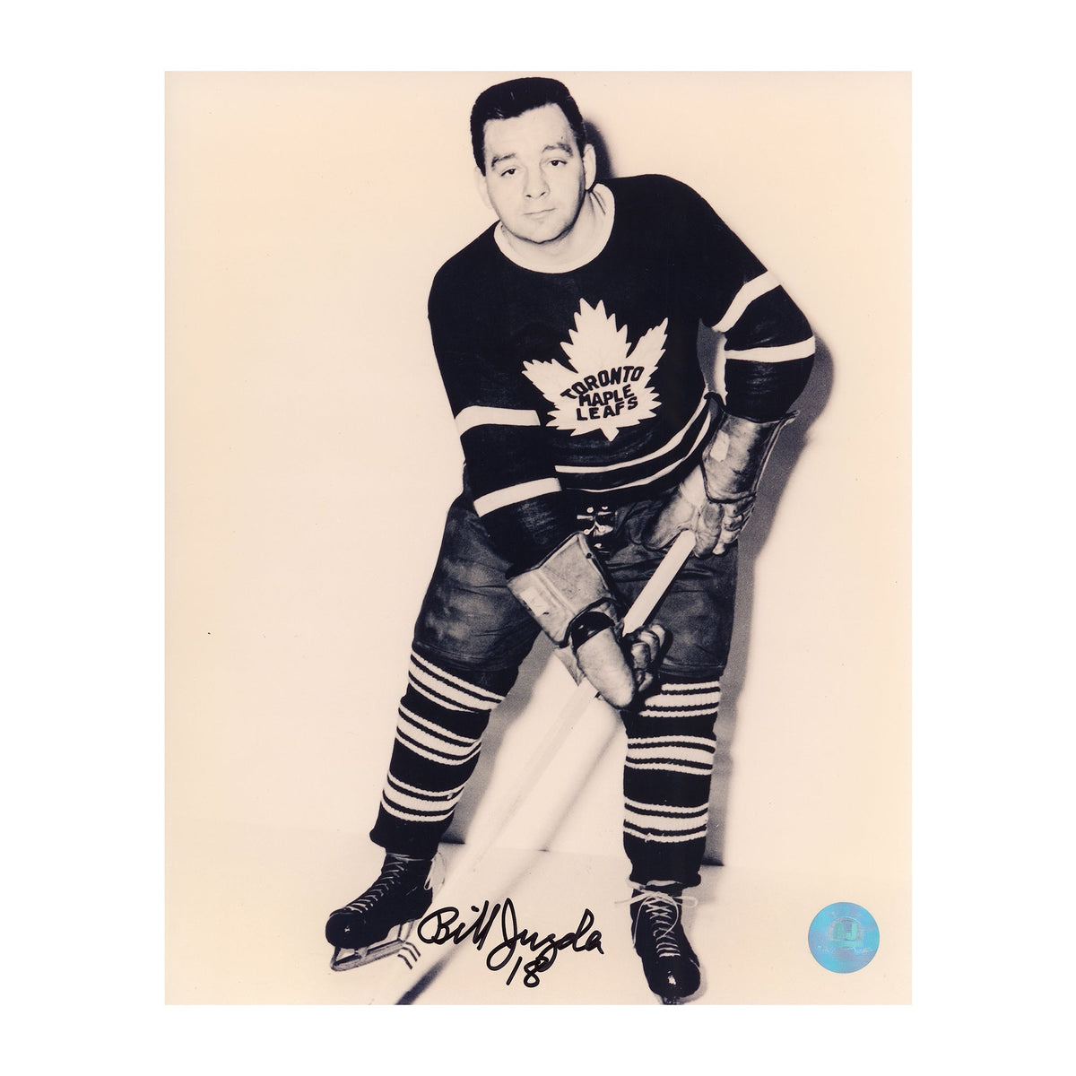 Bill Juzda Autographed Toronto Maple Leafs Black and White 8x10 Photo