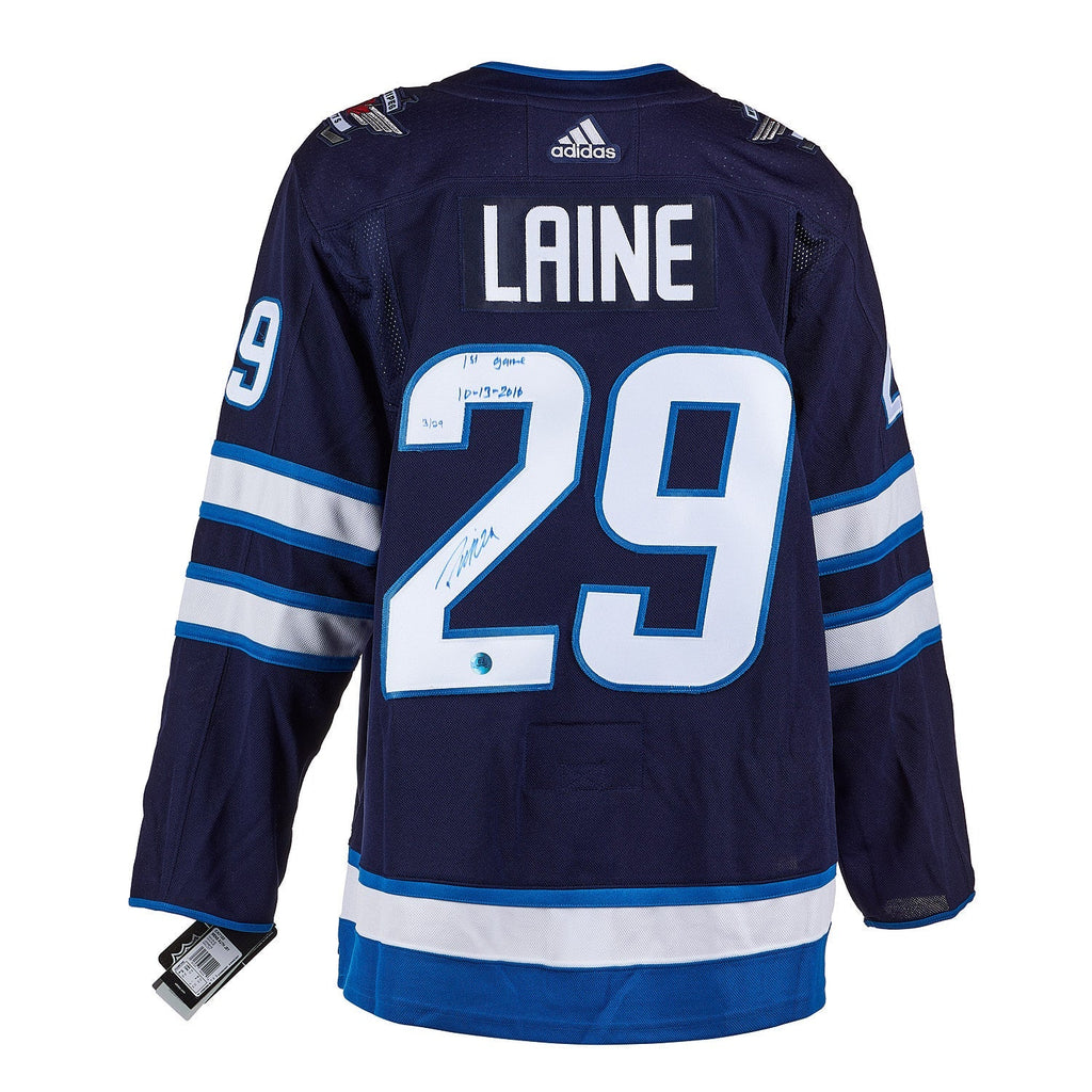 Patrik Laine Winnipeg Jets Signed & Dated 1st Game adidas Jersey #/29