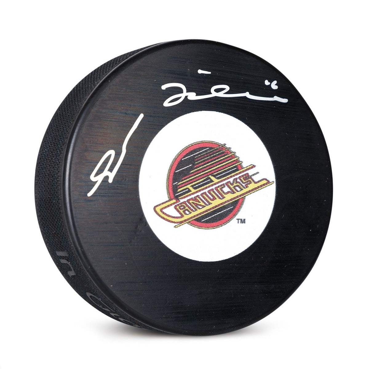 Trevor Linden Autographed Vancouver Canucks Retro Logo Puck