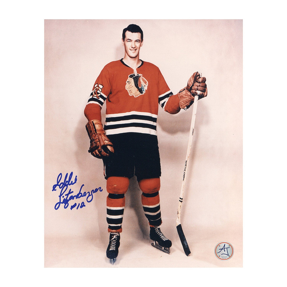 Ed Litzenberger Autographed Chicago Blackhawks Portrait 8x10 Photo