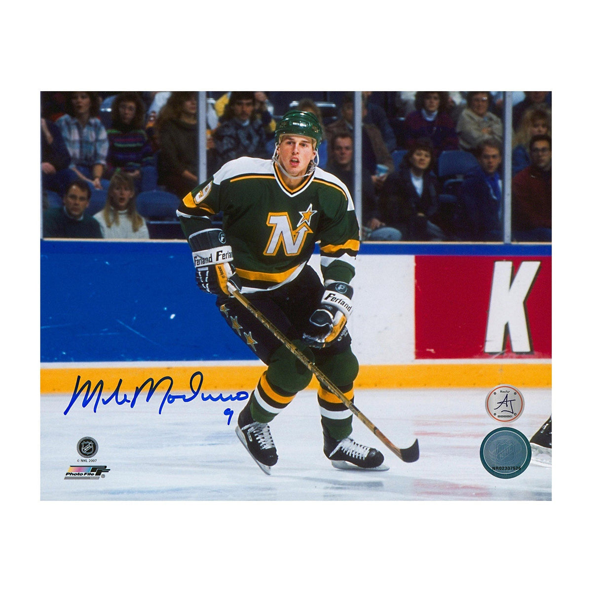 Mike Modano Autographed Minnesota North Stars Game Action 8x10 Photo
