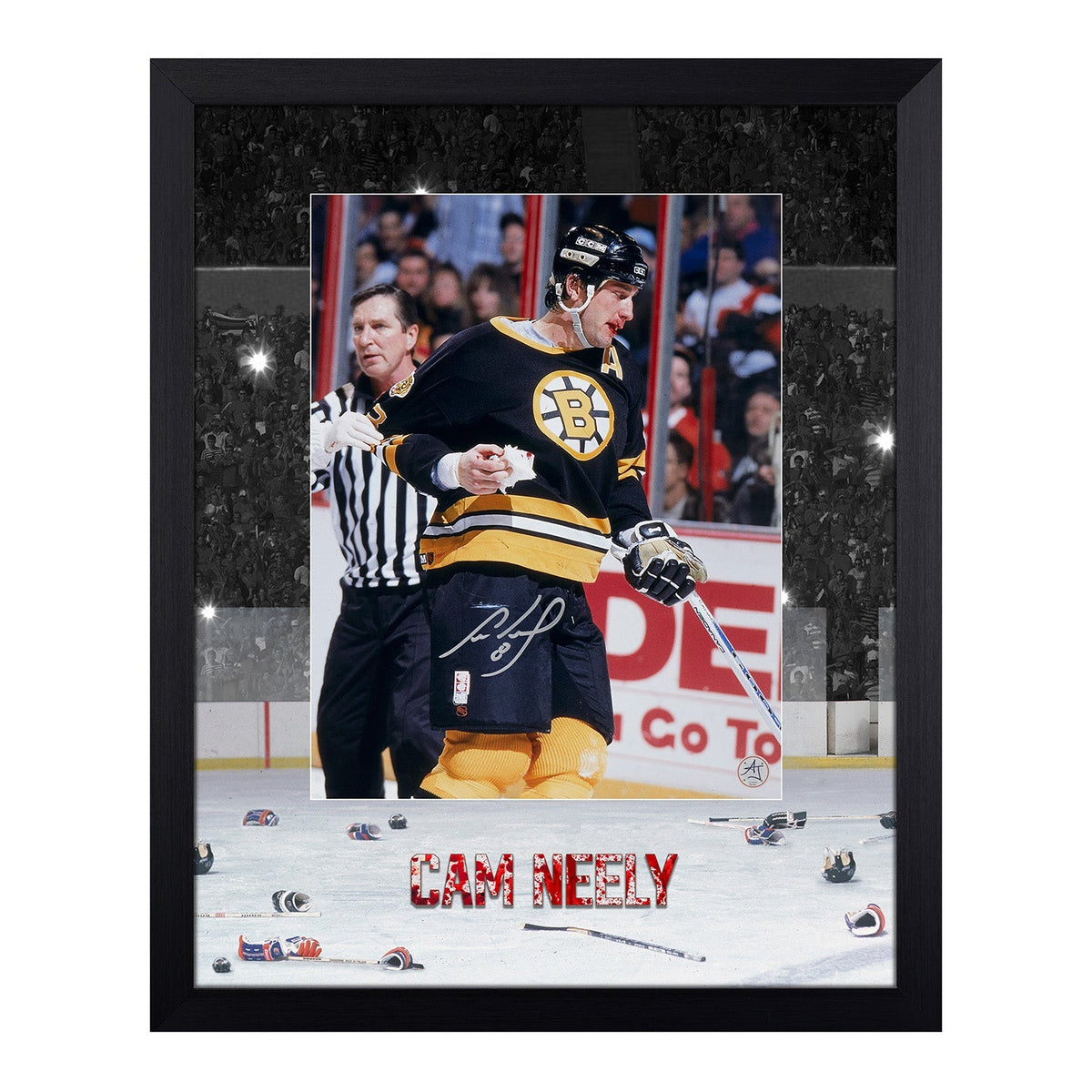 Cam Neely Autographed Boston Bruins Hockey Warrior 19x23 Frame