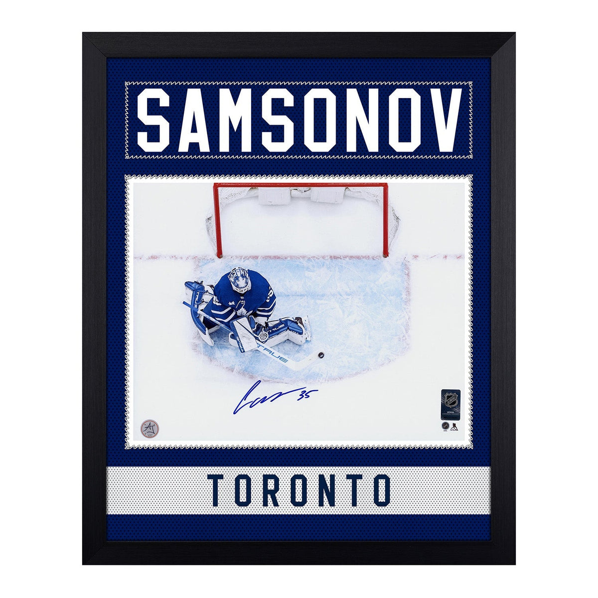 Ilya Samsonov Signed Toronto Maple Leafs Name Bar 19x23 Frame