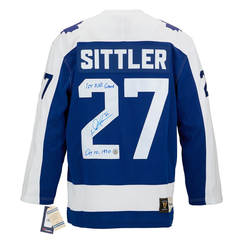Darryl Sittler Signed & Dated 1st Game Toronto Maple Leafs Throwback Jersey