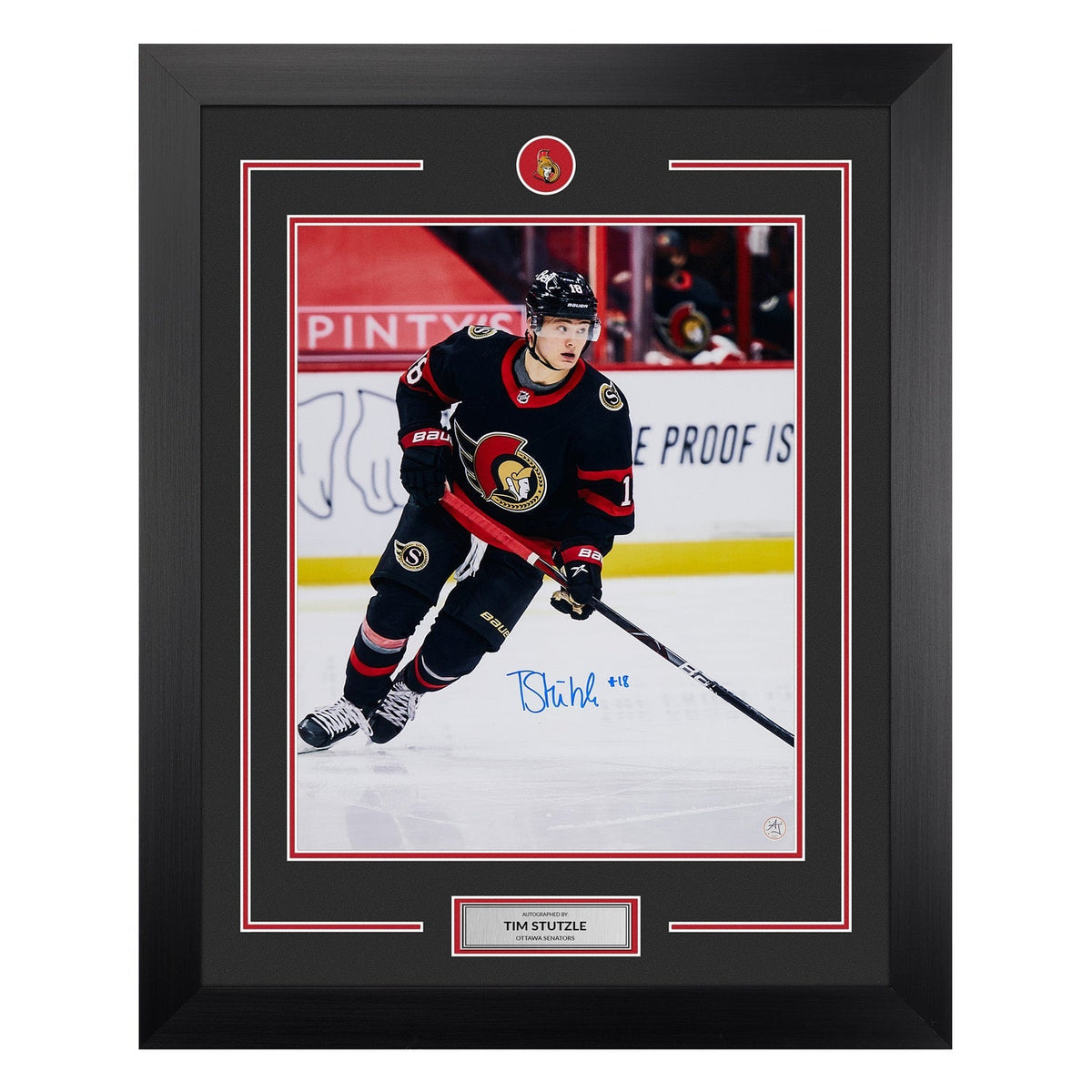 Tim Stutzle Autographed Ottawa Senators Rookie 26x32 Frame