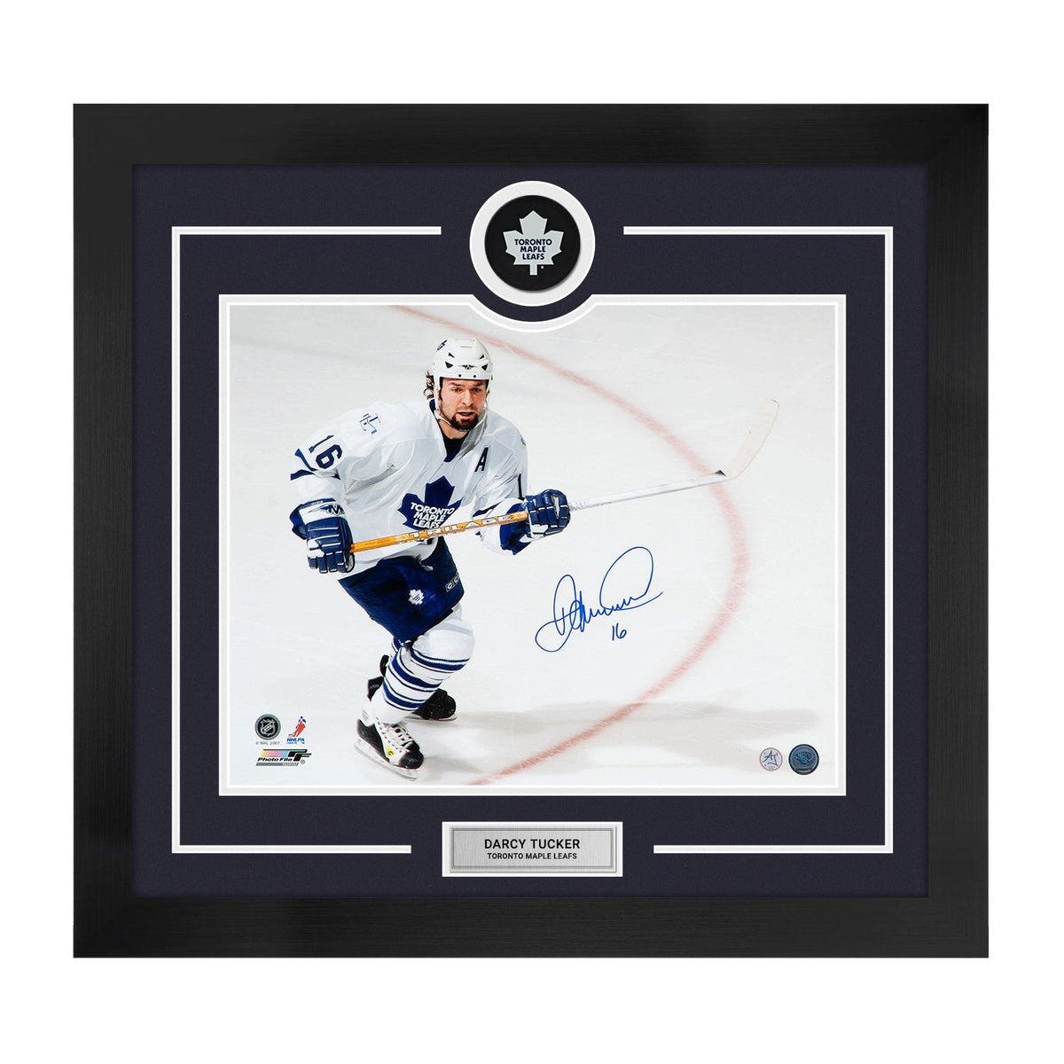 Darcy Tucker Autographed Toronto Maple Leafs Puck Logo 28x30 Frame